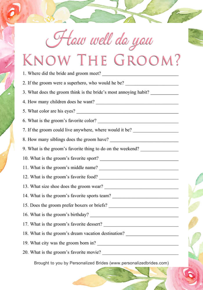 How well do you know the groom game - Floral