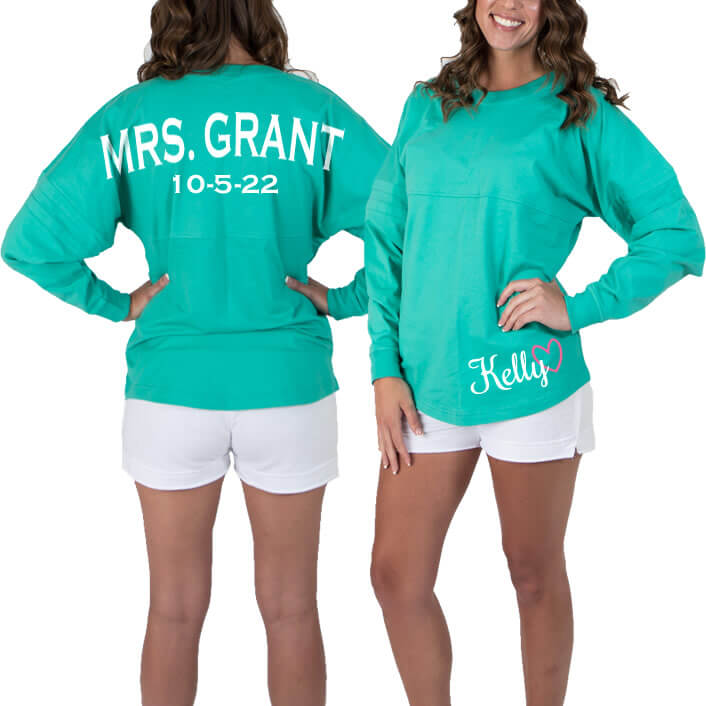 "Mrs." Bride Jersey Shirt with Optional Name