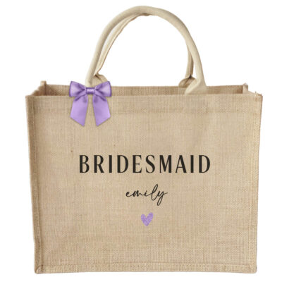 Jute Bridesmaid Tote Bag with Name