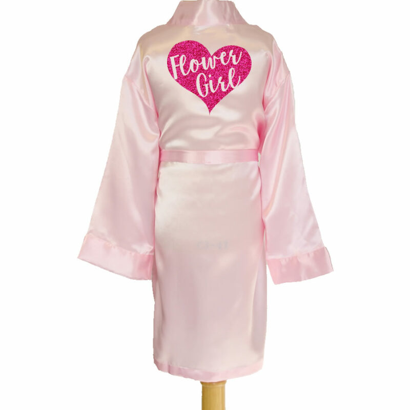 Satin Flower Girl Robe with Heart