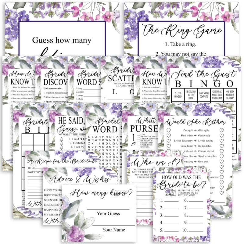 Printable Bridal Shower Games - Lavender Floral
