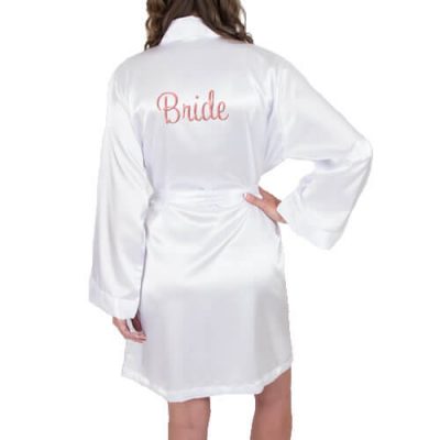 Personalized Satin Bride Robe - Embroidered