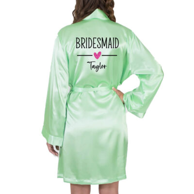 Satin Bridesmaid Robe with Heart