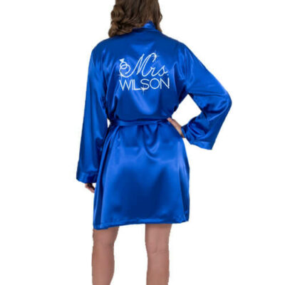 Rhinestone "Mrs." Satin Bride Robe