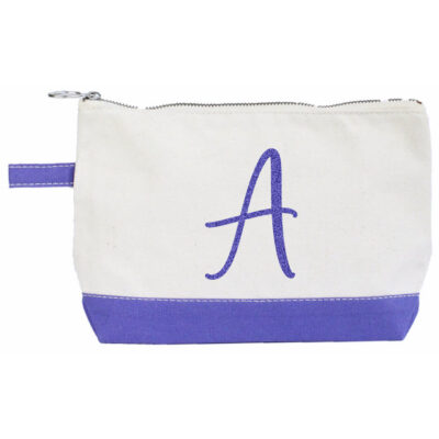 Canvas Makeup Bag with Initial