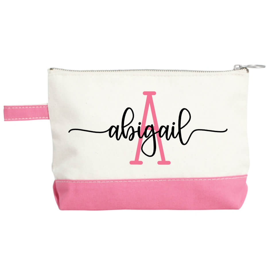 Canvas Makeup Bag with Name & Initial - Personalized Brides