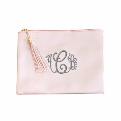 Monogrammed Metallic Zipper Pouch