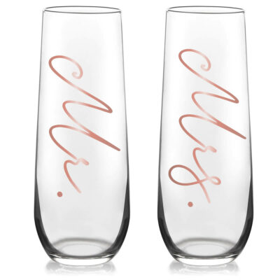 Stemless Champagne Flute with Name & Title - Personalized Brides