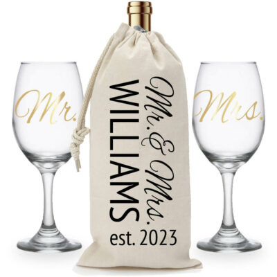 Personalised Set of 2 Red & White Wine Glass Custom Engraved 