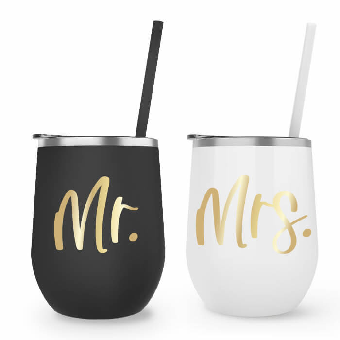 Mr. and Mrs. Stainless Steel Wine Tumbler Set