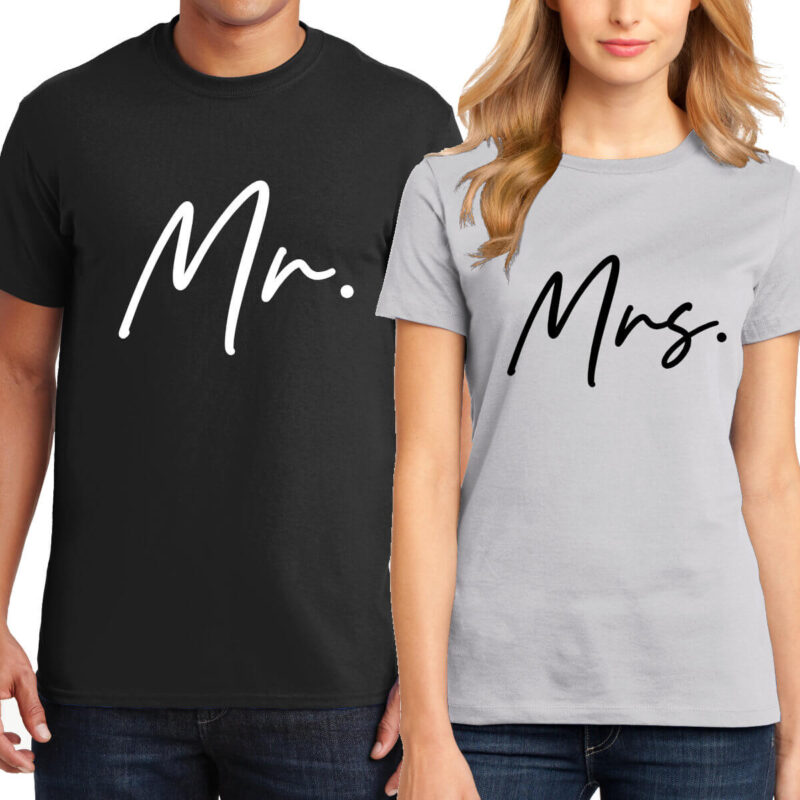 Custom Printed Mr. & Mrs. T-Shirt Set