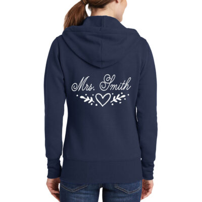 "Mrs." Full-Zip Hoodie with Heart Laurel