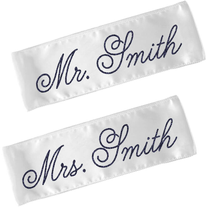 Mr. and Mrs. Bride and Groom Chair Sashes (Set)