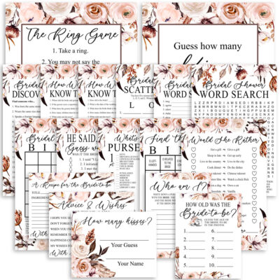 Boho Floral Printable Bridal Shower Games Bundle