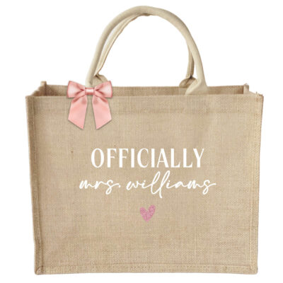 Officially Mrs Jute Tote Bag