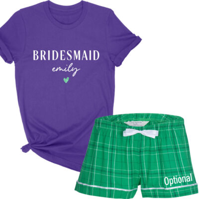 Bridesmaid Pajama Set with Heart and Name