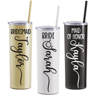 Bridal Party Tumbler with Name & Wedding Title