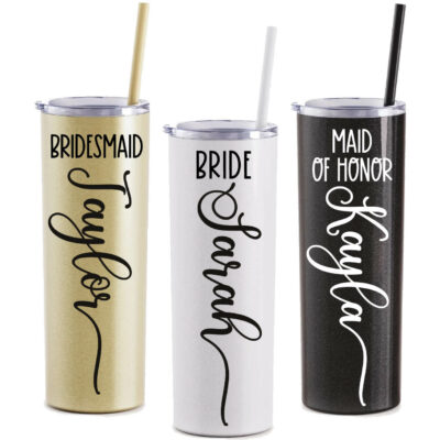 Bridesmaid Wine Tumbler - Personalized Tumbler for Bride, Maid of Honor and The Entire Bridal Party from BluChi