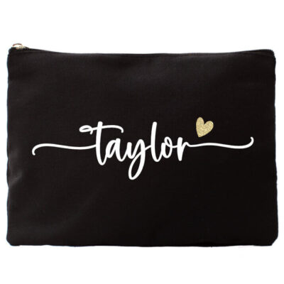 Personalized Makeup Pouch with Name and Heart