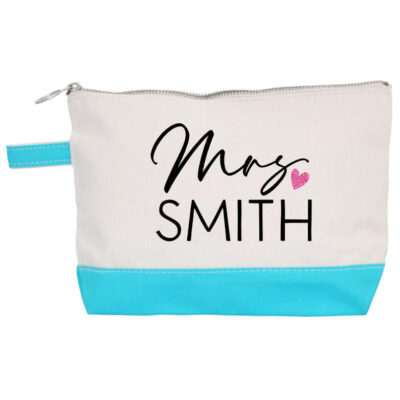 Canvas Makeup Bag with Wreath Monogram - Personalized Brides