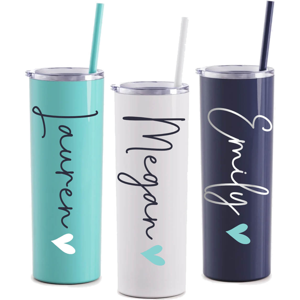 Personalized Tumbler with Name & Heart - Personalized Brides