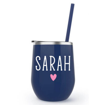 Bridal Party Wine Tumbler with Name and Heart