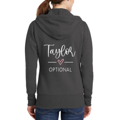 Full-Zip Hoodie with Back Name & Heart