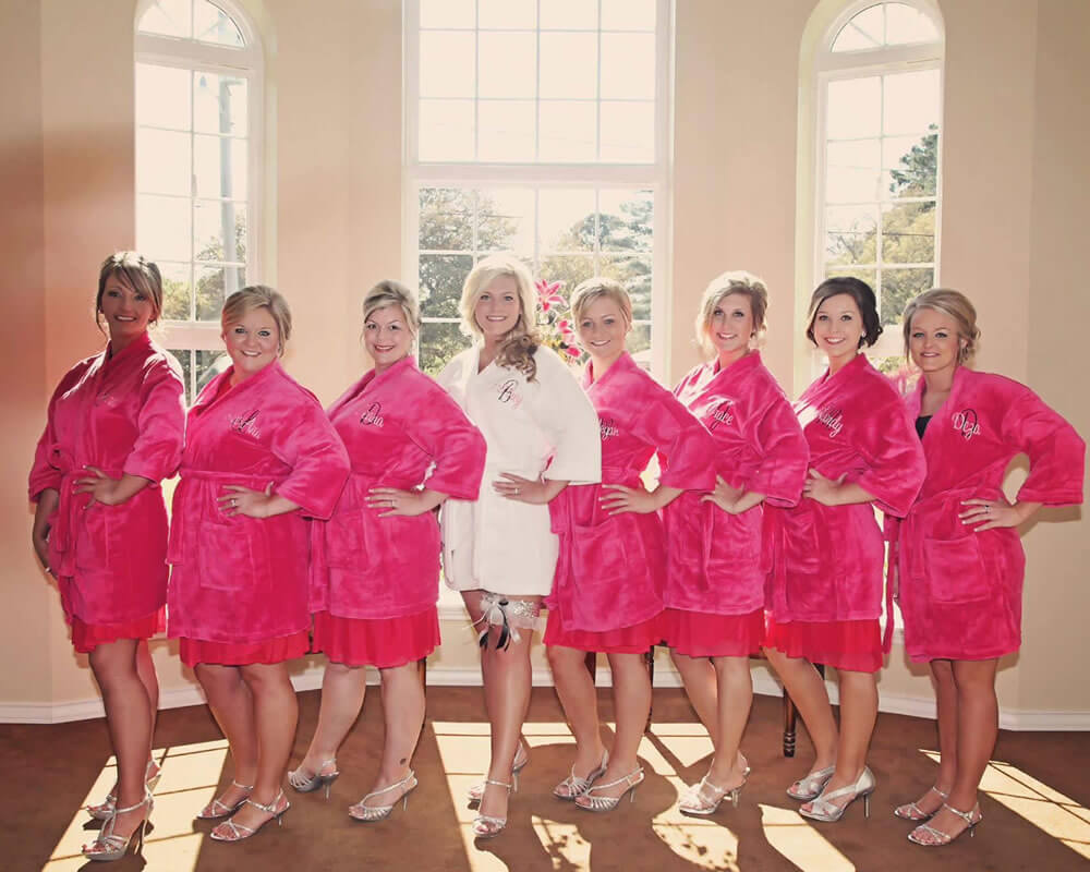 Hot Pink Plush Bridesmaid Robes