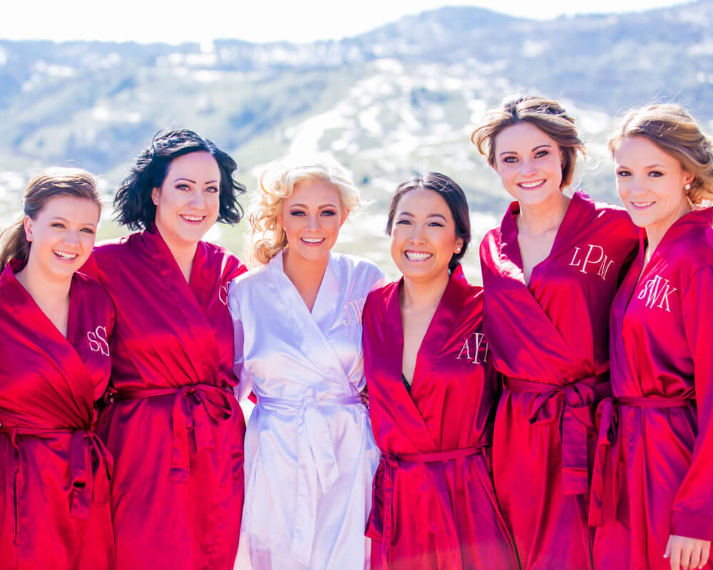 Hot Pink Satin Bridal Party Robes