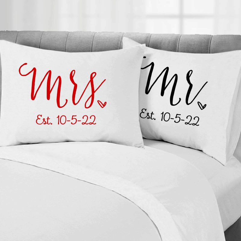 Mr. & Mrs. Pillowcase Set with Date