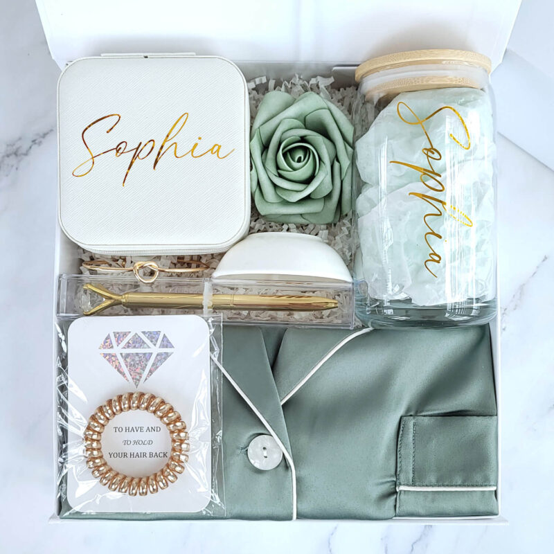 Platinum Bridesmaid Proposal Gift Box with Pajamas - Flat