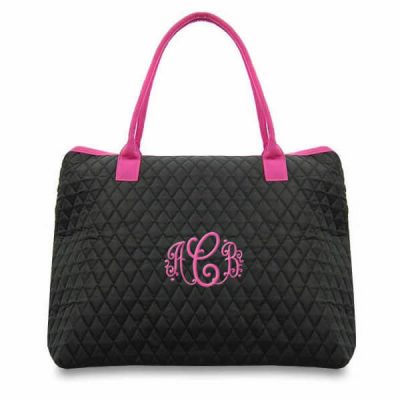 Monogrammed Quilted Tote Bag