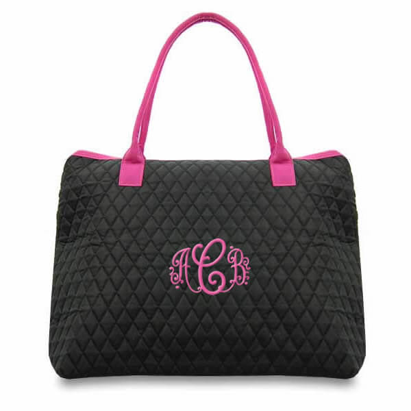 Monogrammed Quilted Tote Bag - Personalized Brides