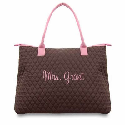 Personalized "Mrs." Quilted Bride Tote Bag