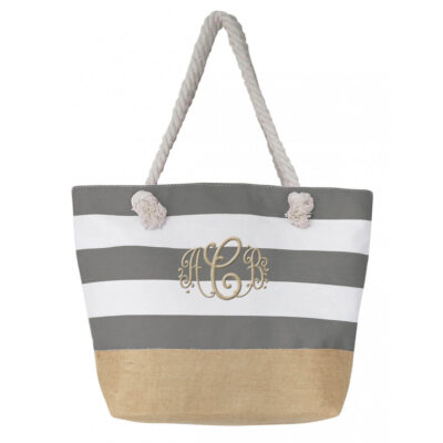 Monogrammed Tote Bag with Burlap Bottom