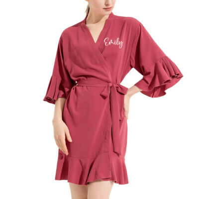 Ruffle Bridesmaid Robe with Name