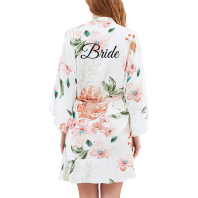 Floral Ruffle Bride Robe