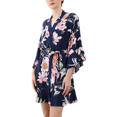 Ruffle Floral Robe - Blank