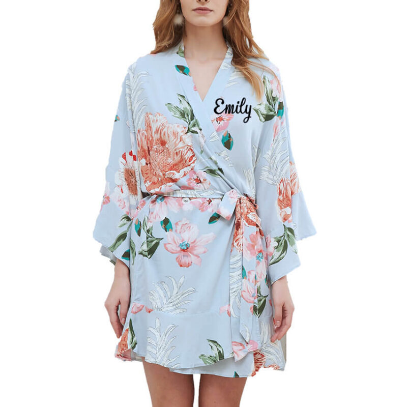 Floral Ruffle Robe with Name