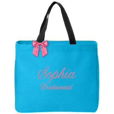 Personalized Bridal Party Solid Tote Bag with Name