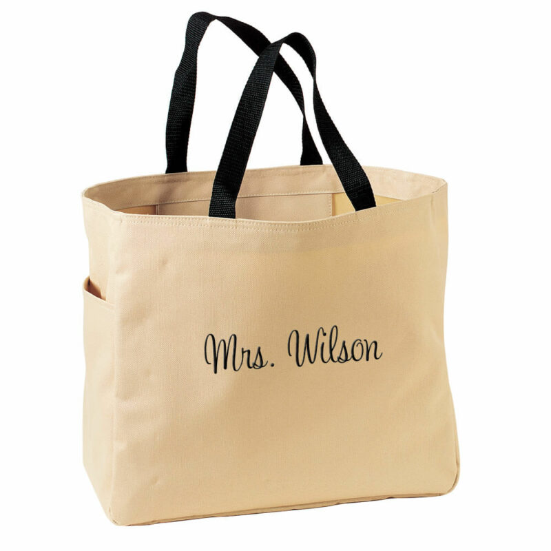 Personalized "Mrs." Solid Tote Bag