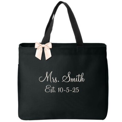 Personalized Mrs. Bride Tote Bag with Wedding Date
