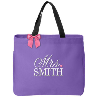 Mrs. Solid Bride Tote Bag with Heart