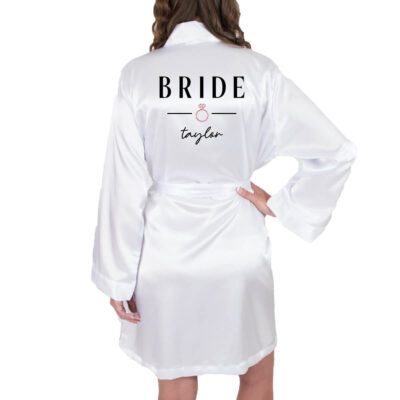 Modern Satin Bride Robe with Name