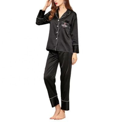 Button-up Bridal Party Pajama Pant Set with Name & Ring