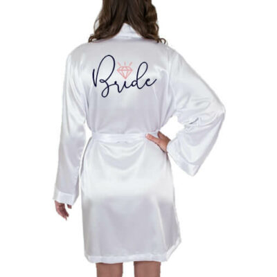 Bride Satin Robe with Diamond