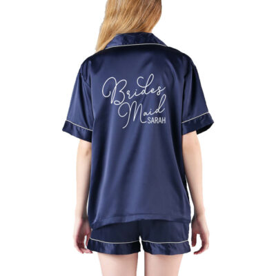 Button-up Bridesmaid Pajama Set with Name