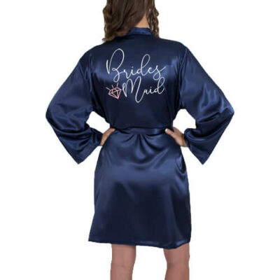 Bridesmaid Satin Robe with Diamond