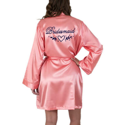 Bridesmaid Satin Robe with Heart Laurel