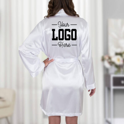 Satin Bridal Robe with Custom Logo - Lifestyle